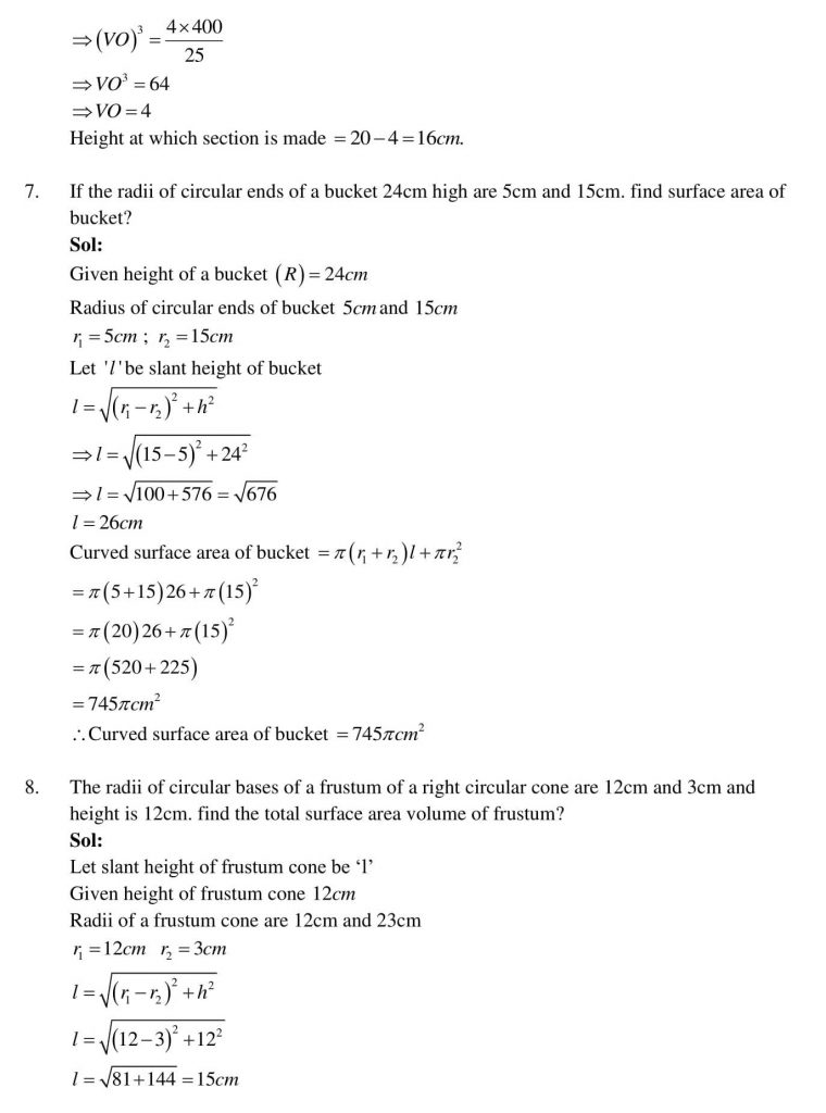 NCERT Solutions Class 10 Mathematics RD Sharma Surface Areas and Volumes