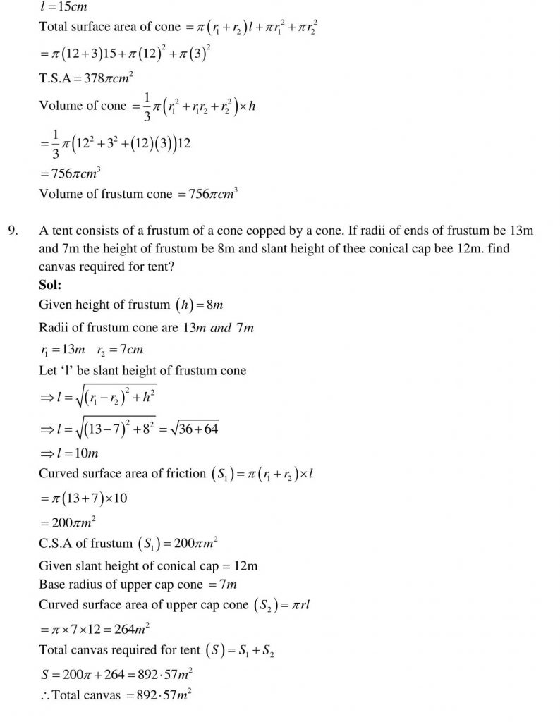 NCERT Solutions Class 10 Mathematics RD Sharma Surface Areas and Volumes