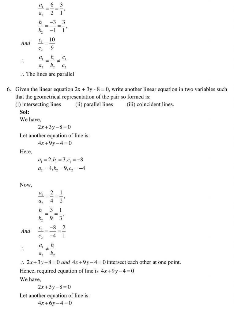 NCERT Solutions Class 10 Mathematics RD Sharma Pair of Linear Equations in Two Variables