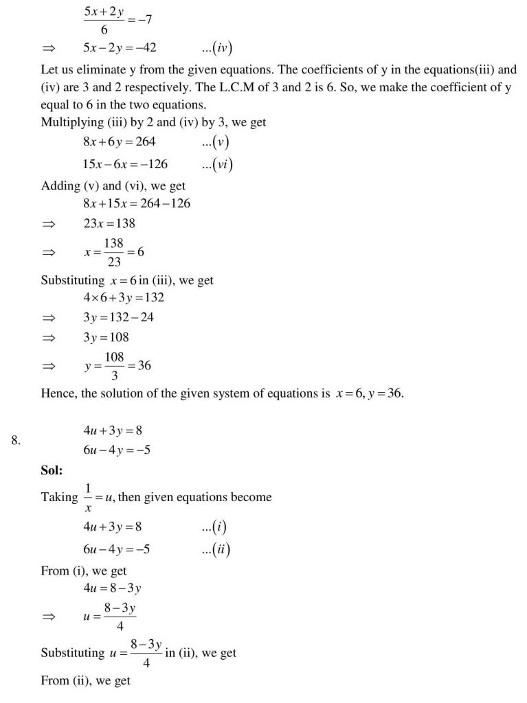 NCERT Solutions Class 10 Mathematics RD Sharma Pair of Linear Equations in Two Variables