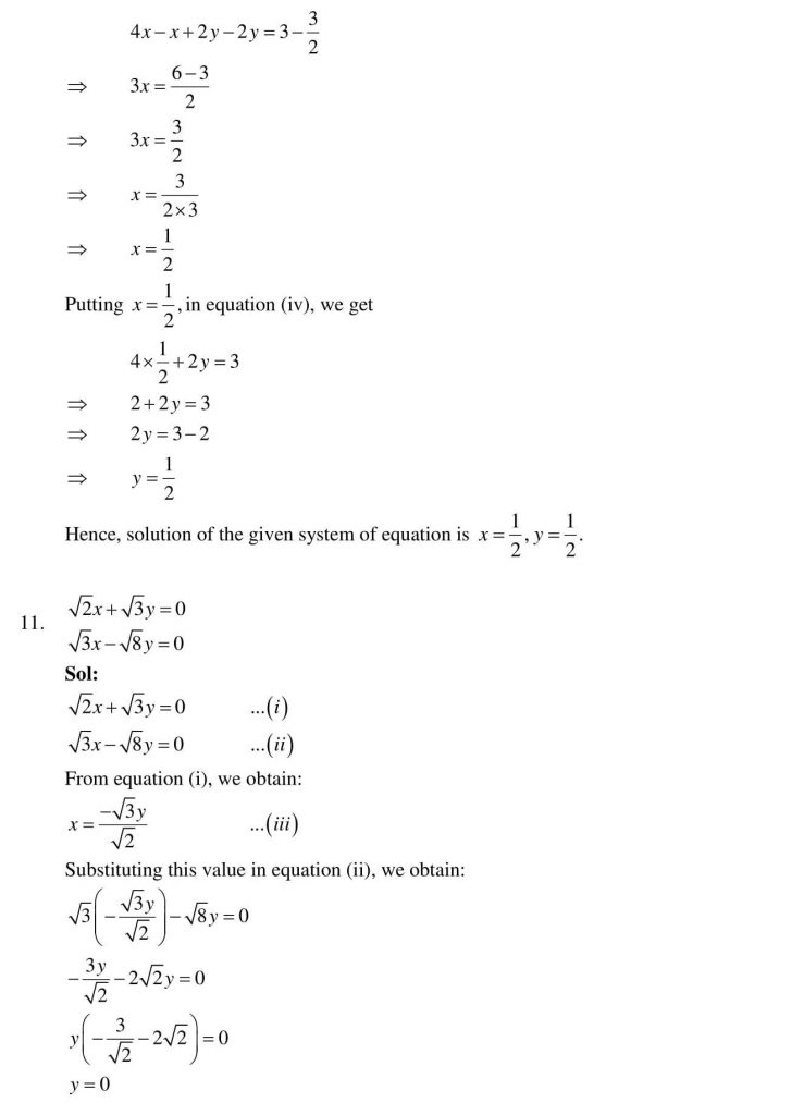 NCERT Solutions Class 10 Mathematics RD Sharma Pair of Linear Equations in Two Variables