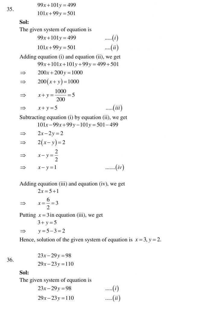 NCERT Solutions Class 10 Mathematics RD Sharma Pair of Linear Equations in Two Variables