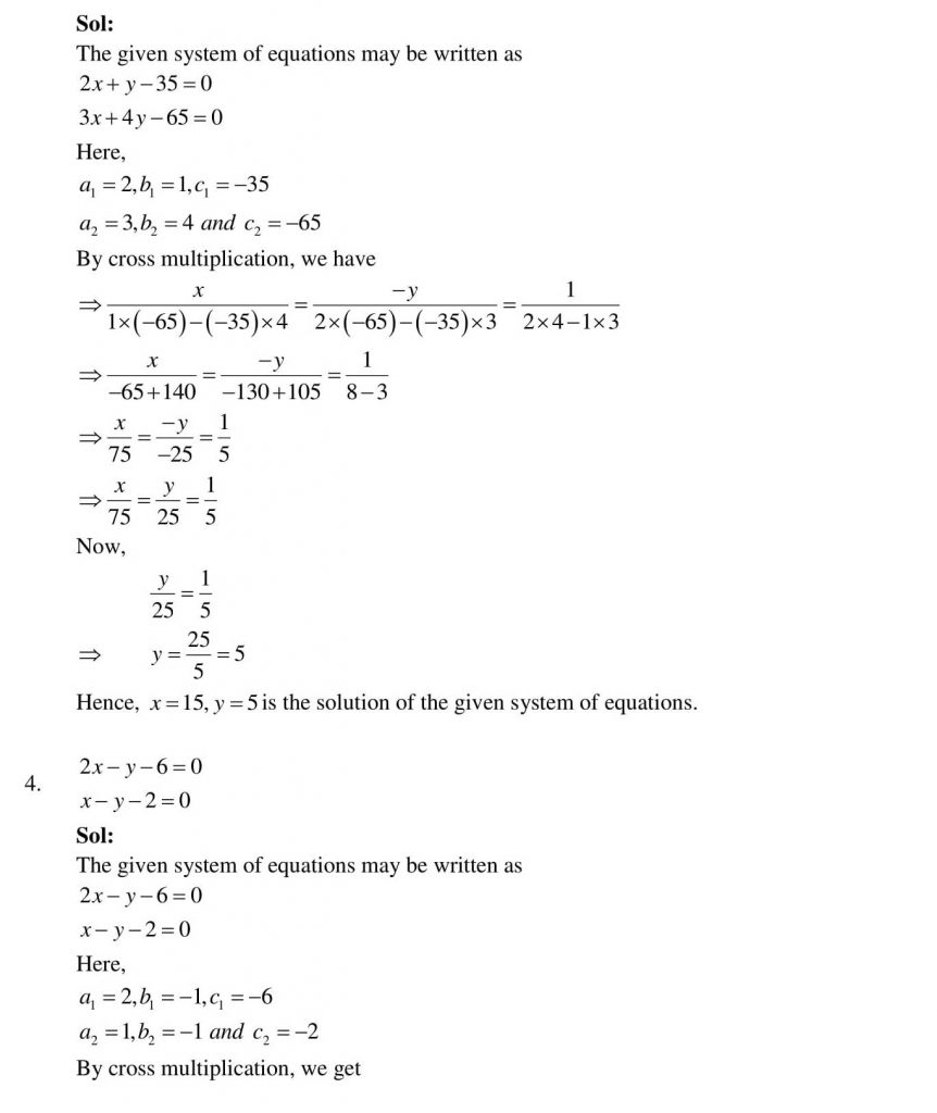 NCERT Solutions Class 10 Mathematics RD Sharma Pair of Linear Equations in Two Variables