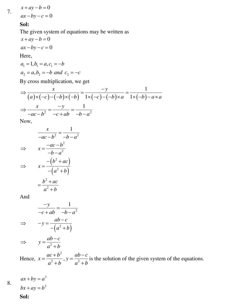 NCERT Solutions Class 10 Mathematics RD Sharma Pair of Linear Equations in Two Variables