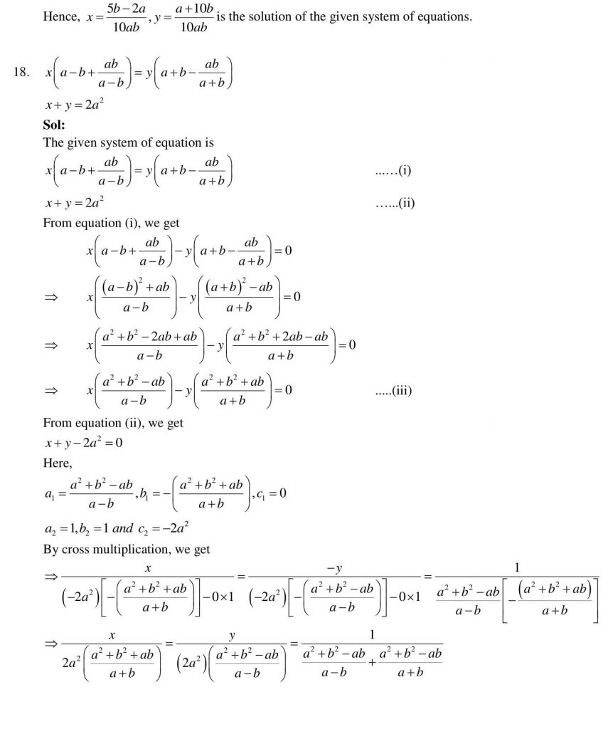 NCERT Solutions Class 10 Mathematics RD Sharma Pair of Linear Equations in Two Variables