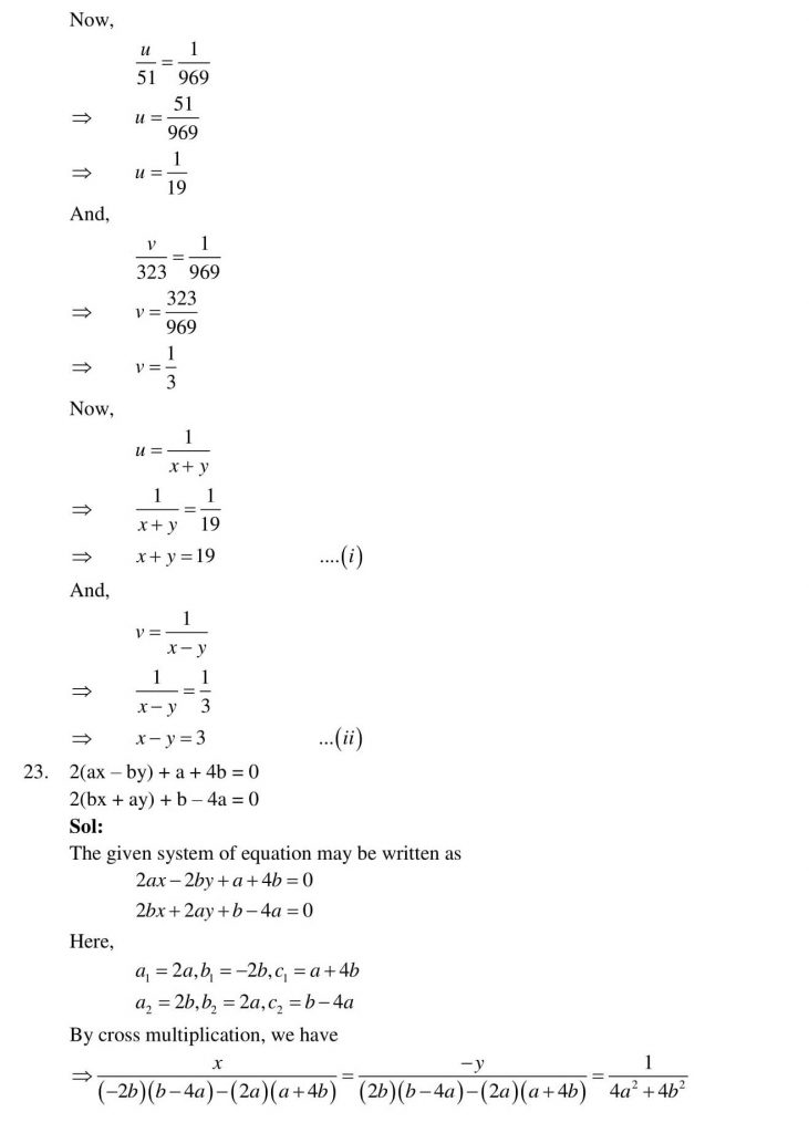 NCERT Solutions Class 10 Mathematics RD Sharma Pair of Linear Equations in Two Variables