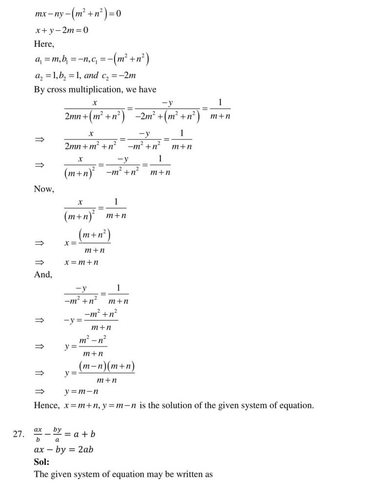 NCERT Solutions Class 10 Mathematics RD Sharma Pair of Linear Equations in Two Variables