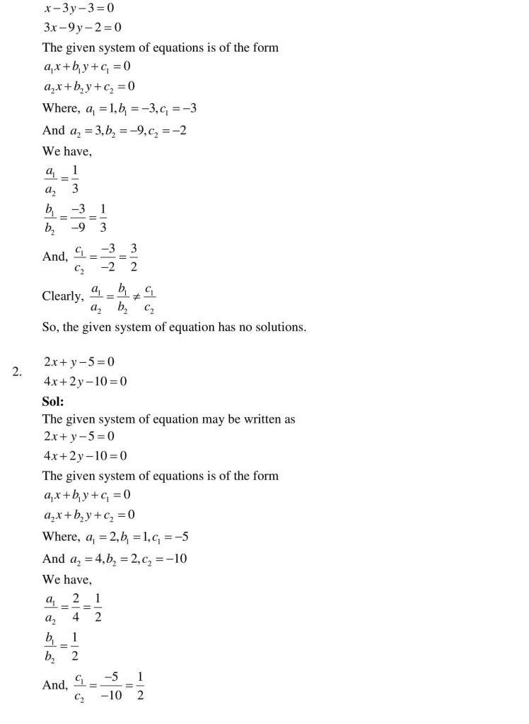 NCERT Solutions Class 10 Mathematics RD Sharma Pair of Linear Equations in Two Variables