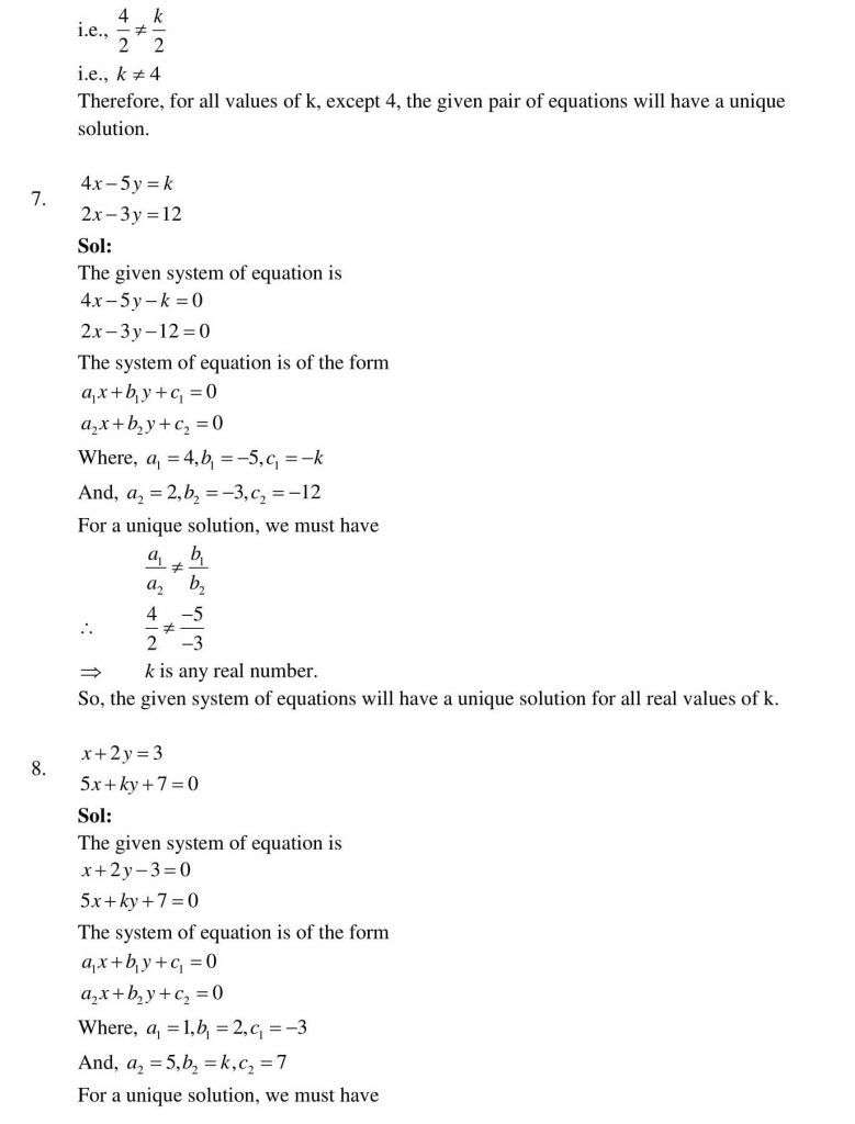 NCERT Solutions Class 10 Mathematics RD Sharma Pair of Linear Equations in Two Variables