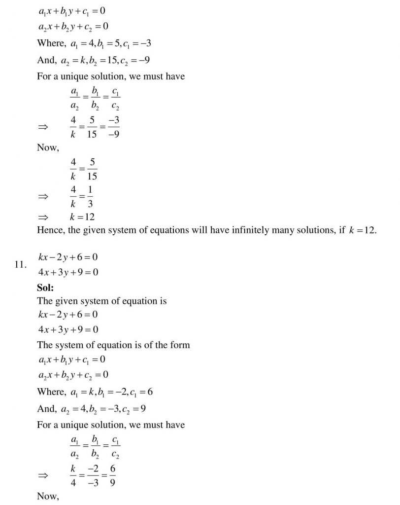 NCERT Solutions Class 10 Mathematics RD Sharma Pair of Linear Equations in Two Variables