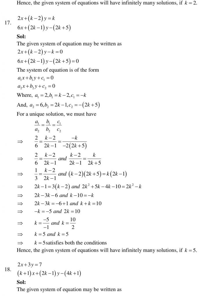 NCERT Solutions Class 10 Mathematics RD Sharma Pair of Linear Equations in Two Variables