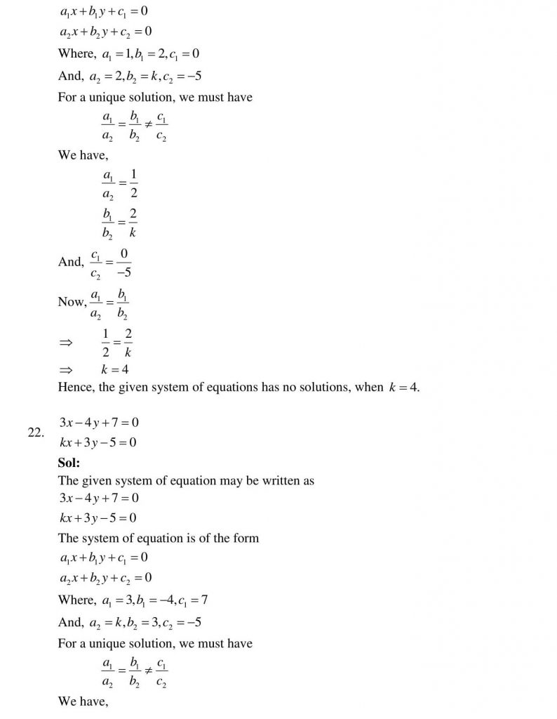 NCERT Solutions Class 10 Mathematics RD Sharma Pair of Linear Equations in Two Variables