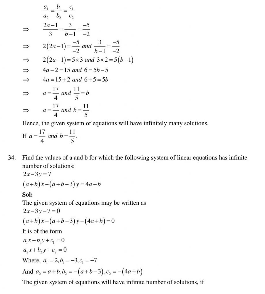 NCERT Solutions Class 10 Mathematics RD Sharma Pair of Linear Equations in Two Variables