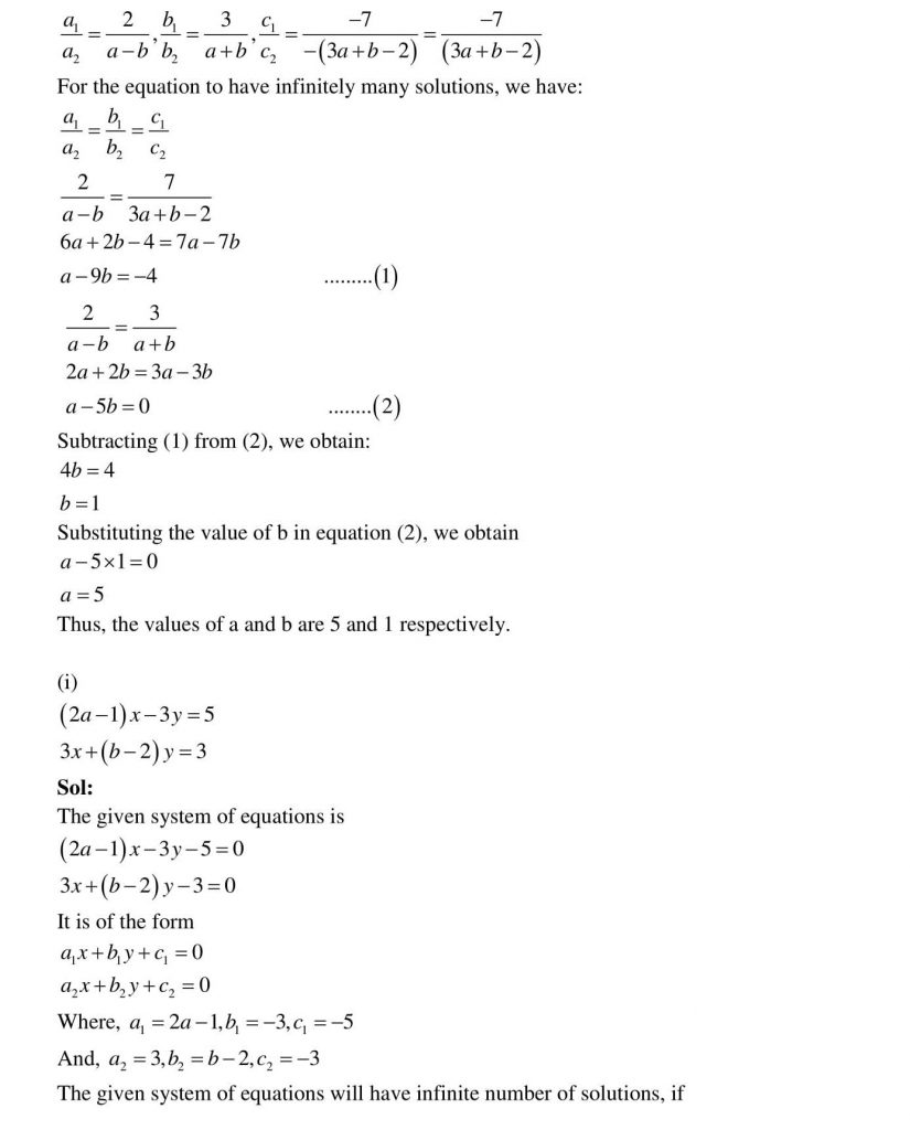 NCERT Solutions Class 10 Mathematics RD Sharma Pair of Linear Equations in Two Variables