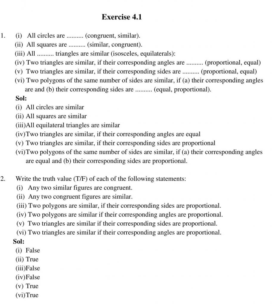 NCERT Solutions Class 10 Mathematics RD Sharma Triangles