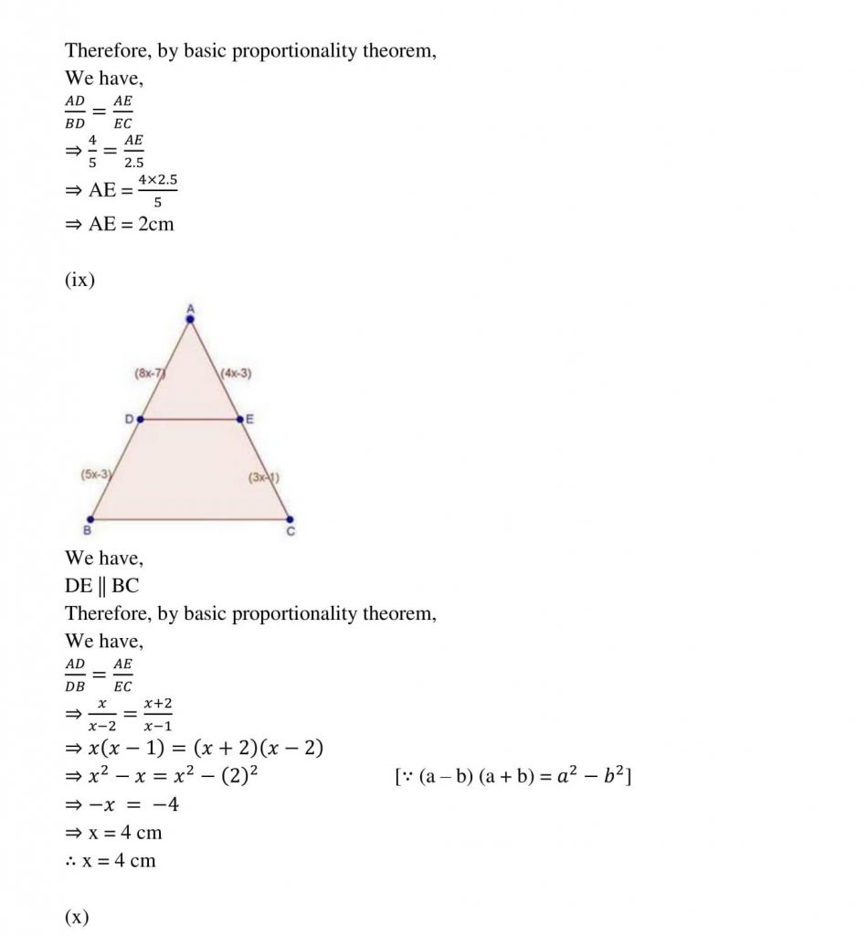 NCERT Solutions Class 10 Mathematics RD Sharma Triangles