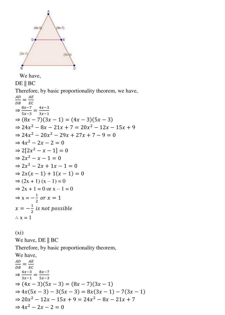 NCERT Solutions Class 10 Mathematics RD Sharma Triangles