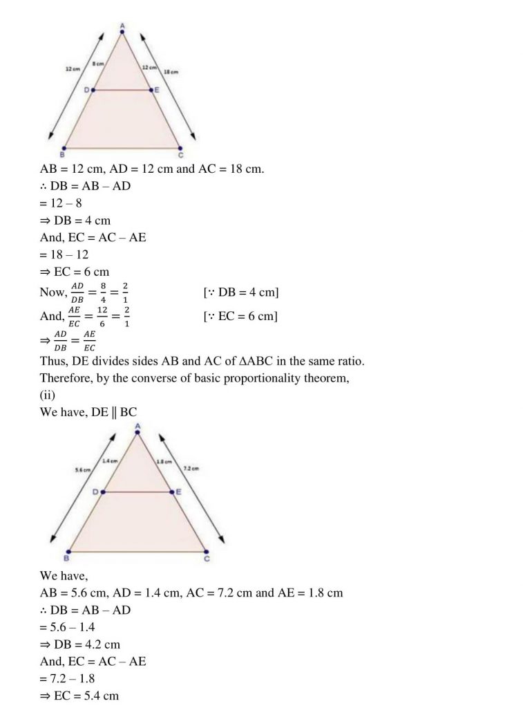 NCERT Solutions Class 10 Mathematics RD Sharma Triangles