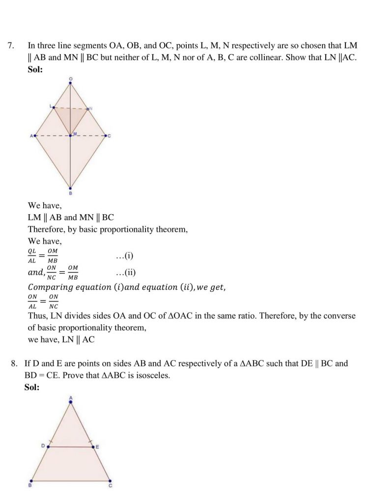 NCERT Solutions Class 10 Mathematics RD Sharma Triangles