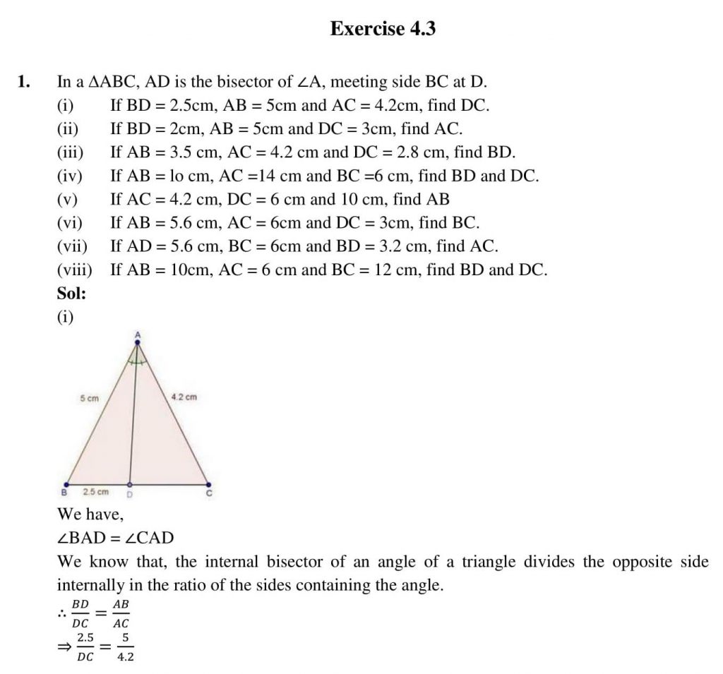 NCERT Solutions Class 10 Mathematics RD Sharma Triangles
