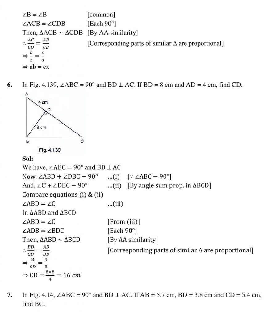 NCERT Solutions Class 10 Mathematics RD Sharma Triangles