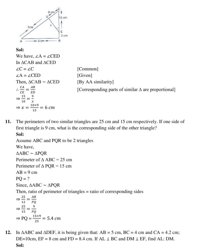 NCERT Solutions Class 10 Mathematics RD Sharma Triangles