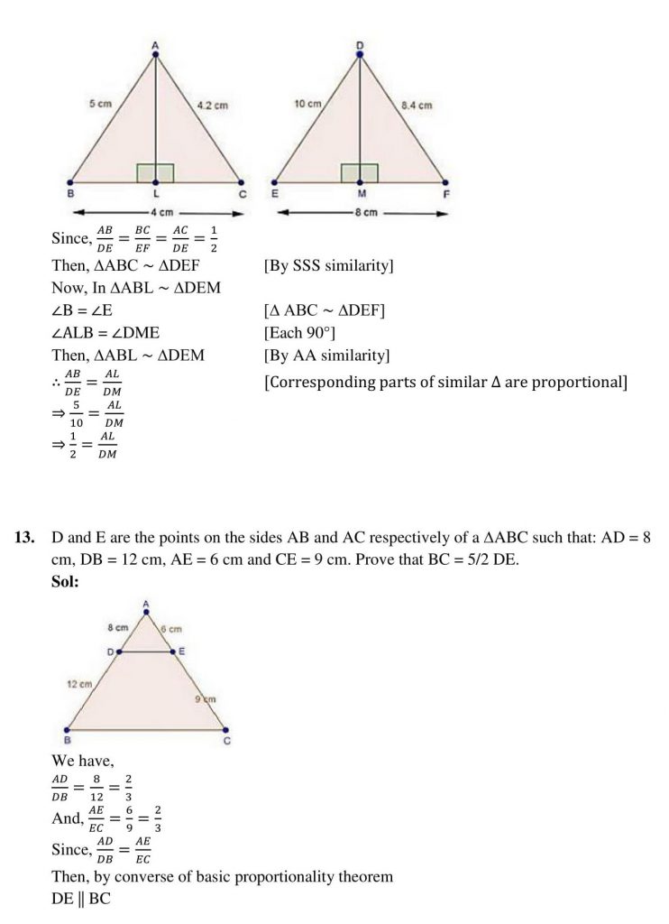 NCERT Solutions Class 10 Mathematics RD Sharma Triangles