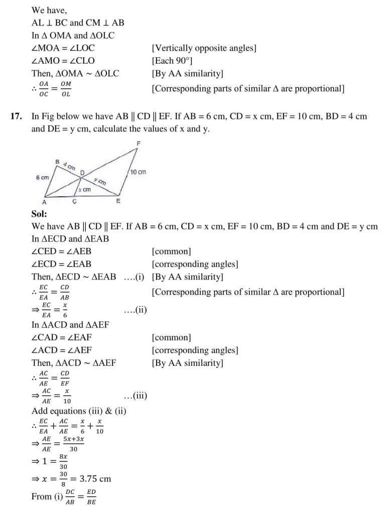 NCERT Solutions Class 10 Mathematics RD Sharma Triangles