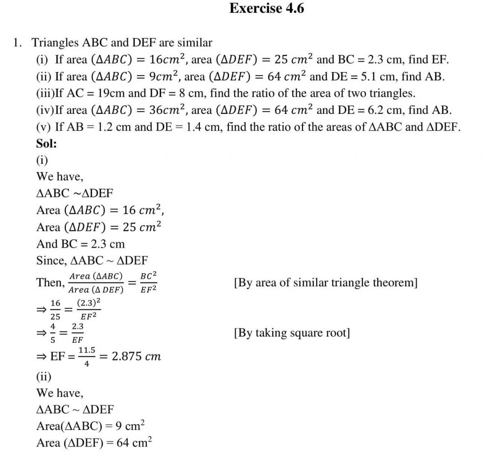 NCERT Solutions Class 10 Mathematics RD Sharma Triangles