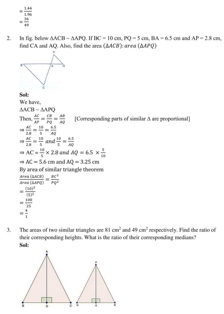 NCERT Solutions Class 10 Mathematics RD Sharma Triangles