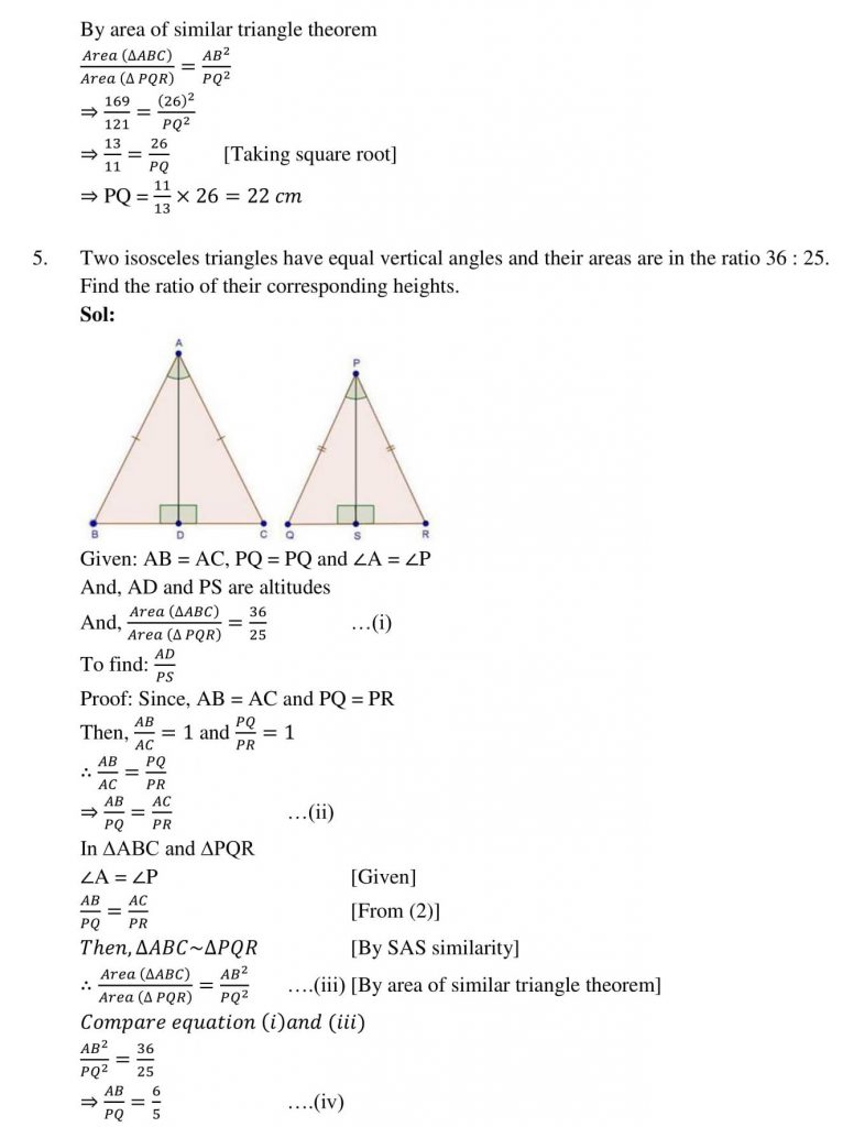 NCERT Solutions Class 10 Mathematics RD Sharma Triangles