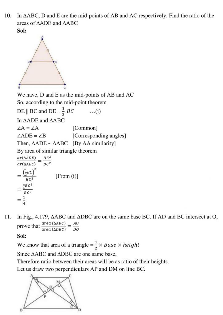 NCERT Solutions Class 10 Mathematics RD Sharma Triangles