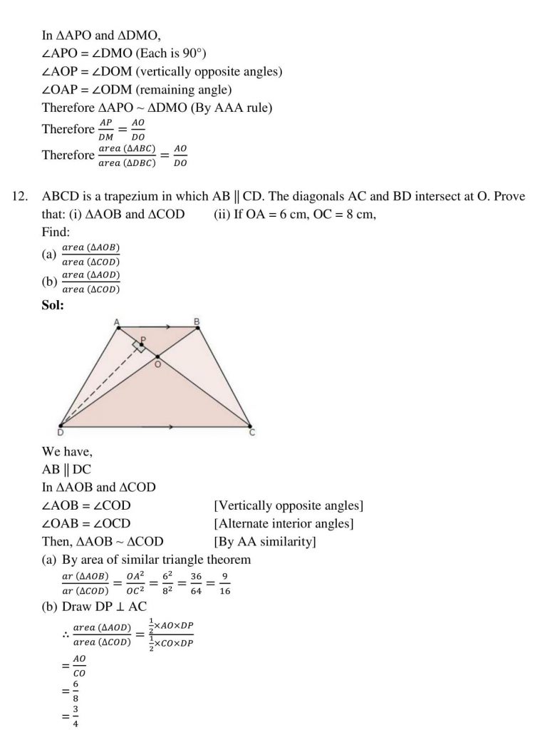 NCERT Solutions Class 10 Mathematics RD Sharma Triangles