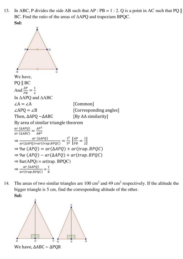 NCERT Solutions Class 10 Mathematics RD Sharma Triangles