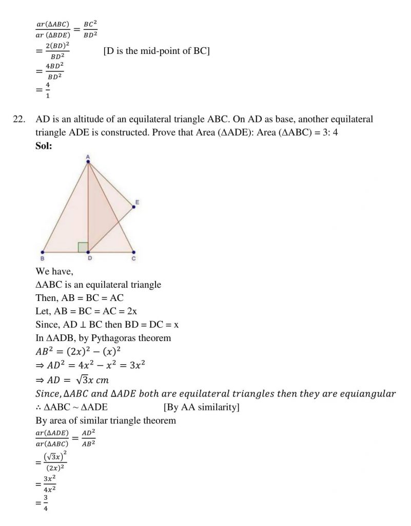 NCERT Solutions Class 10 Mathematics RD Sharma Triangles