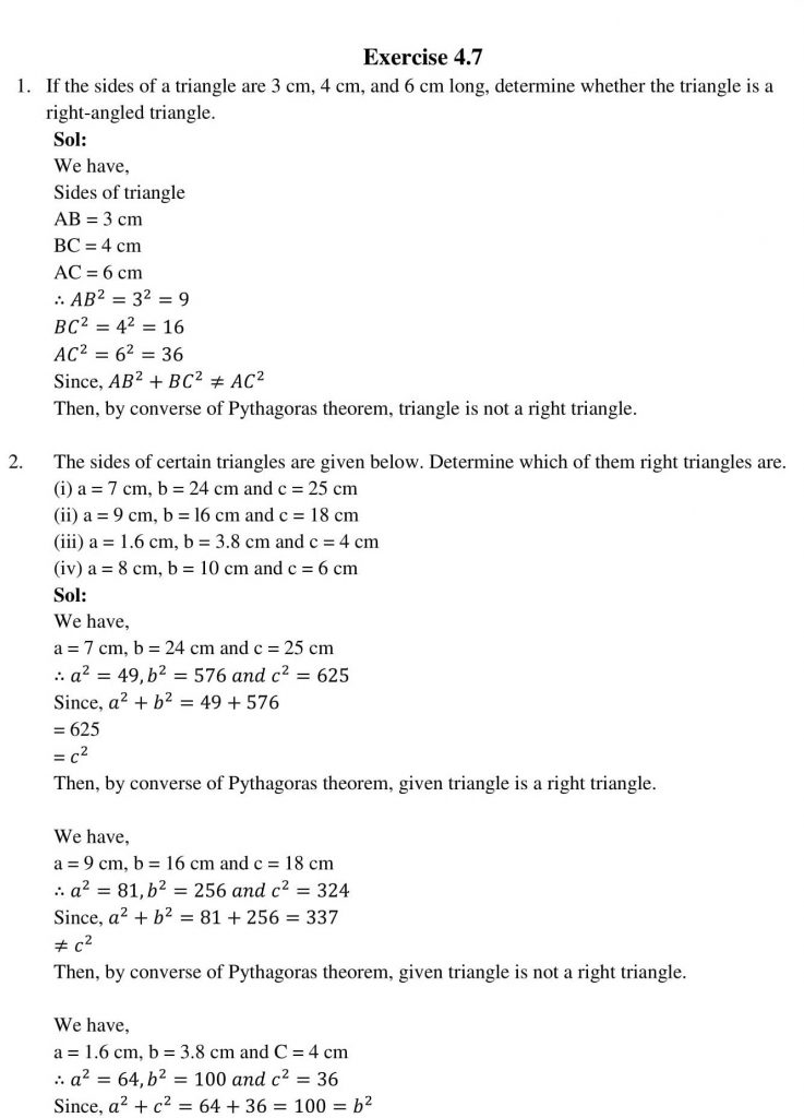 NCERT Solutions Class 10 Mathematics RD Sharma Triangles