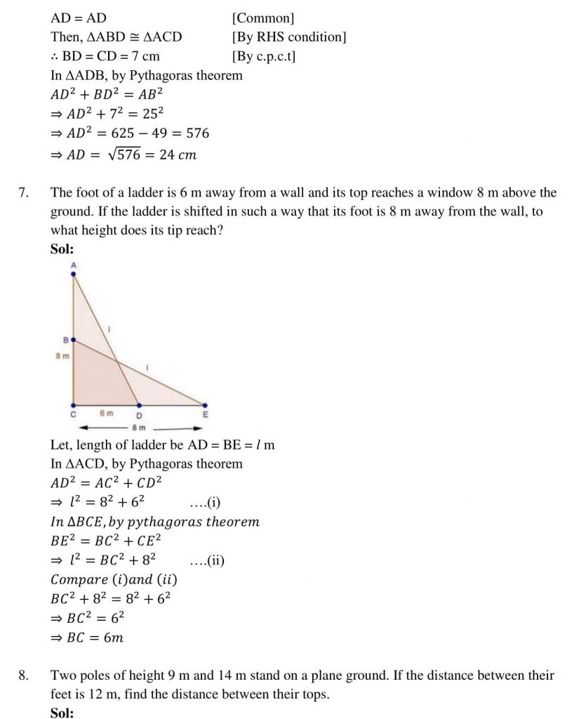 NCERT Solutions Class 10 Mathematics RD Sharma Triangles