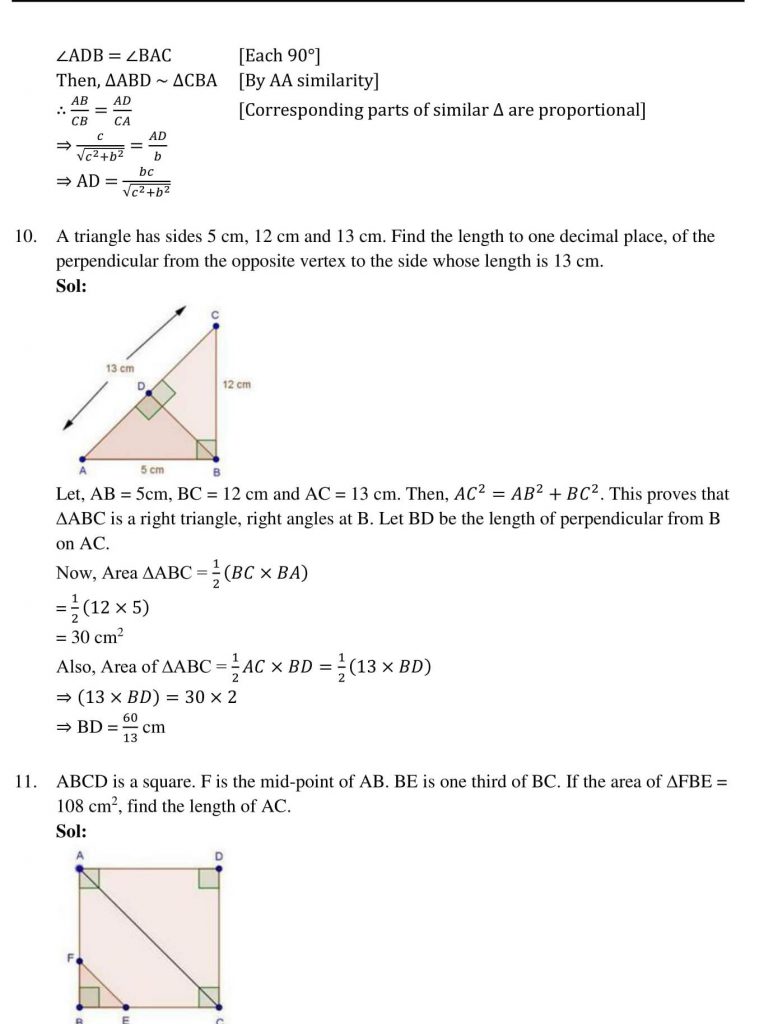 NCERT Solutions Class 10 Mathematics RD Sharma Triangles