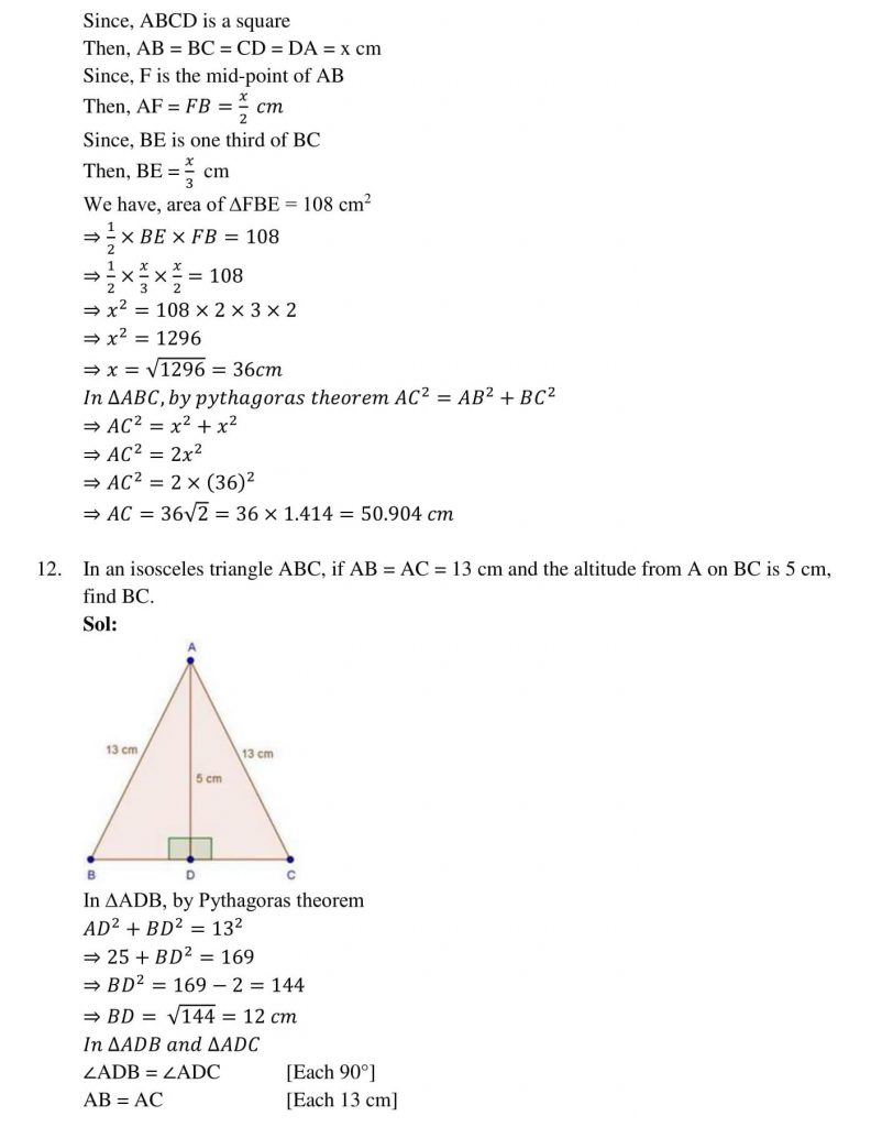 NCERT Solutions Class 10 Mathematics RD Sharma Triangles