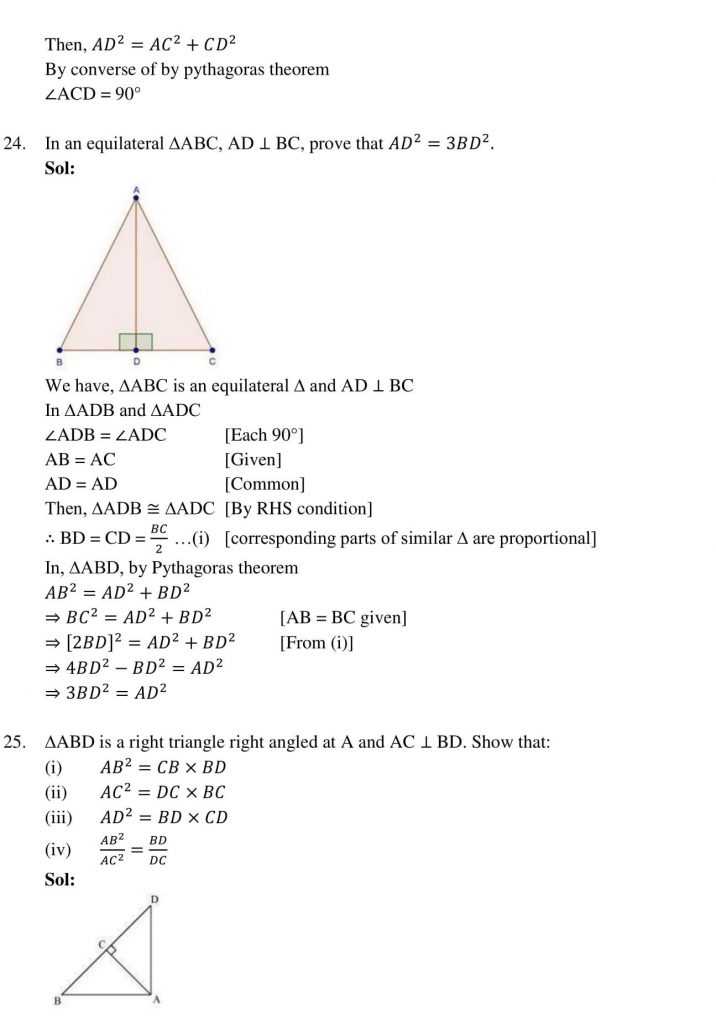 NCERT Solutions Class 10 Mathematics RD Sharma Triangles