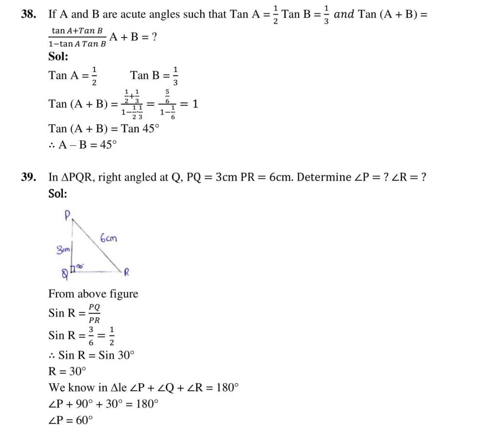 NCERT Solutions Class 10 Mathematics RD Sharma Trigonometric Ratios