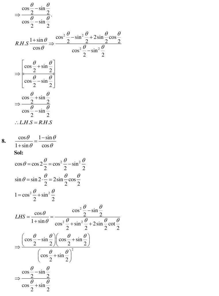 NCERT Solutions Class 10 Mathematics RD Sharma Trigonometric Identities