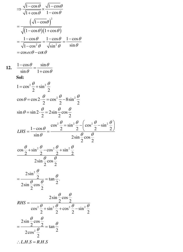 NCERT Solutions Class 10 Mathematics RD Sharma Trigonometric Identities