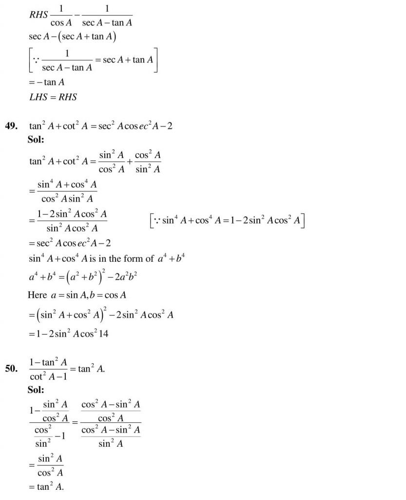 NCERT Solutions Class 10 Mathematics RD Sharma Trigonometric Identities