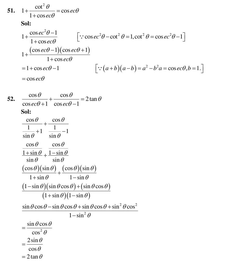 NCERT Solutions Class 10 Mathematics RD Sharma Trigonometric Identities