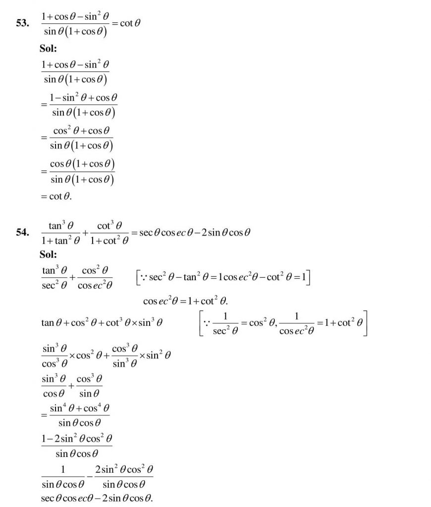 NCERT Solutions Class 10 Mathematics RD Sharma Trigonometric Identities