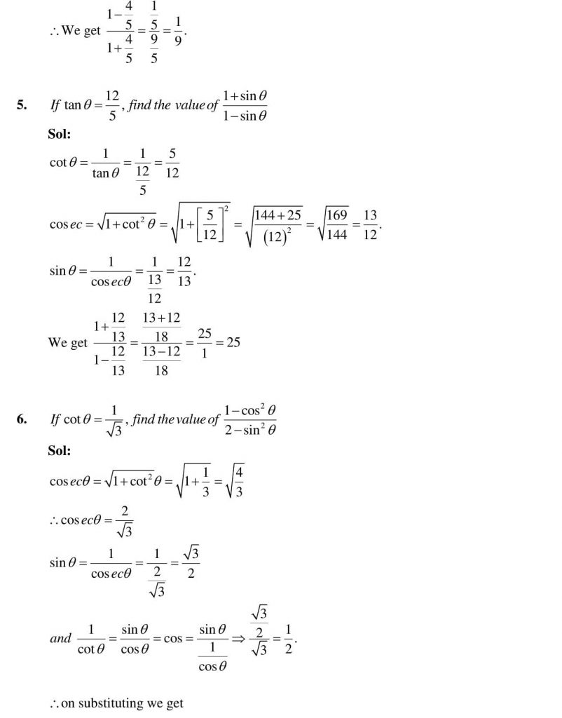 NCERT Solutions Class 10 Mathematics RD Sharma Trigonometric Identities