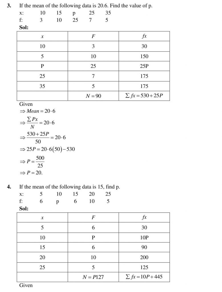 NCERT Solutions Class 10 Mathematics RD Sharma Statistics