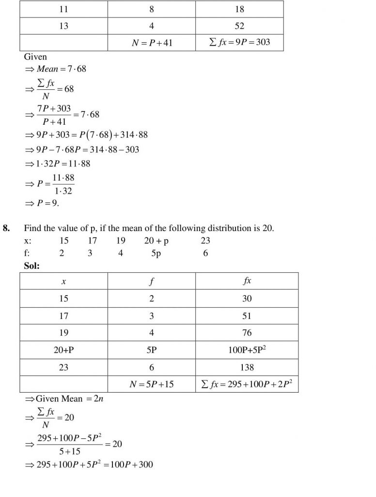 NCERT Solutions Class 10 Mathematics RD Sharma Statistics