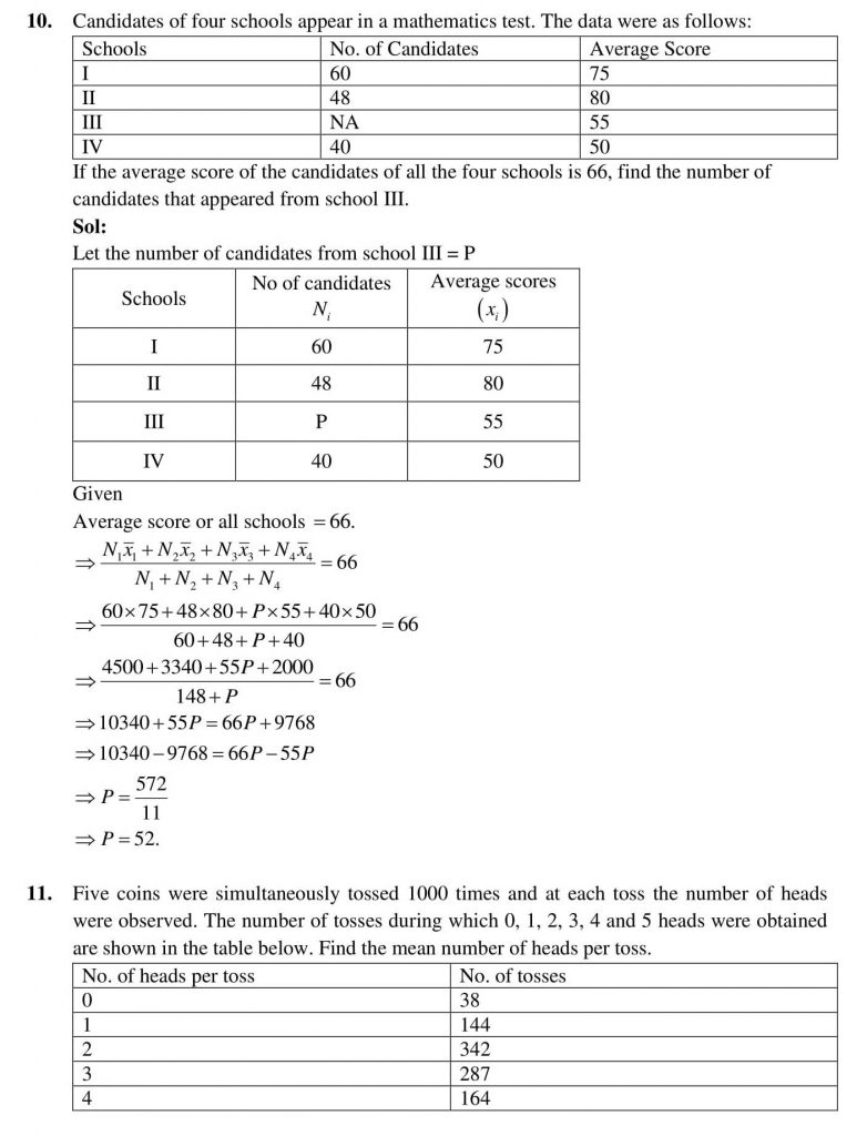 NCERT Solutions Class 10 Mathematics RD Sharma Statistics